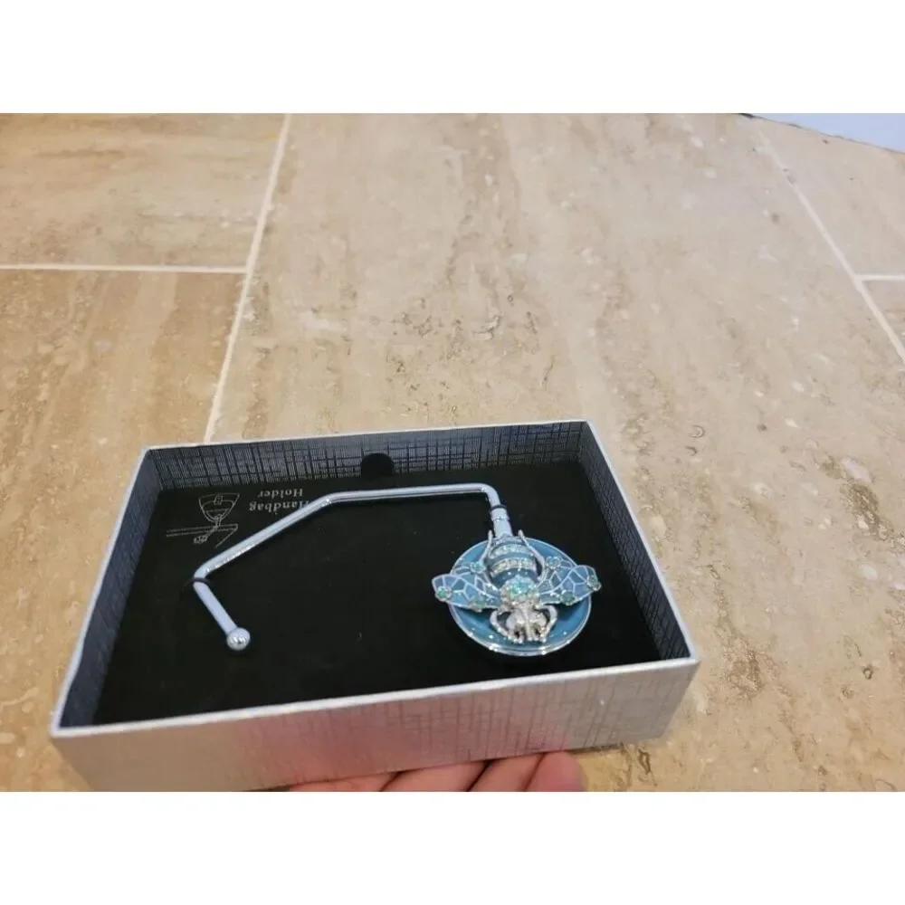 NEW Teal Blue BEE Handbag Holder‎ Hanger Metal Strong Gorgeous Women Purse